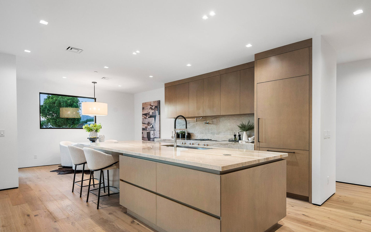 Wide view of the finished kitchen