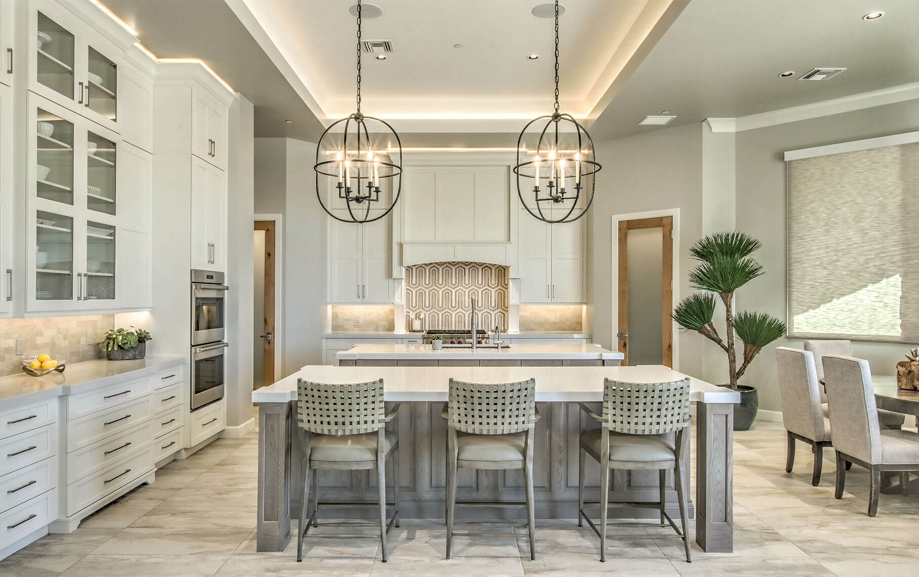 Wide view of the finished kitchen